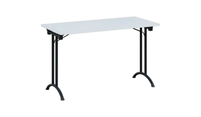 SLA 125 lak skládací jednací stůl 1250x600, deska 25 mm, podnož černý lak, deska bílá